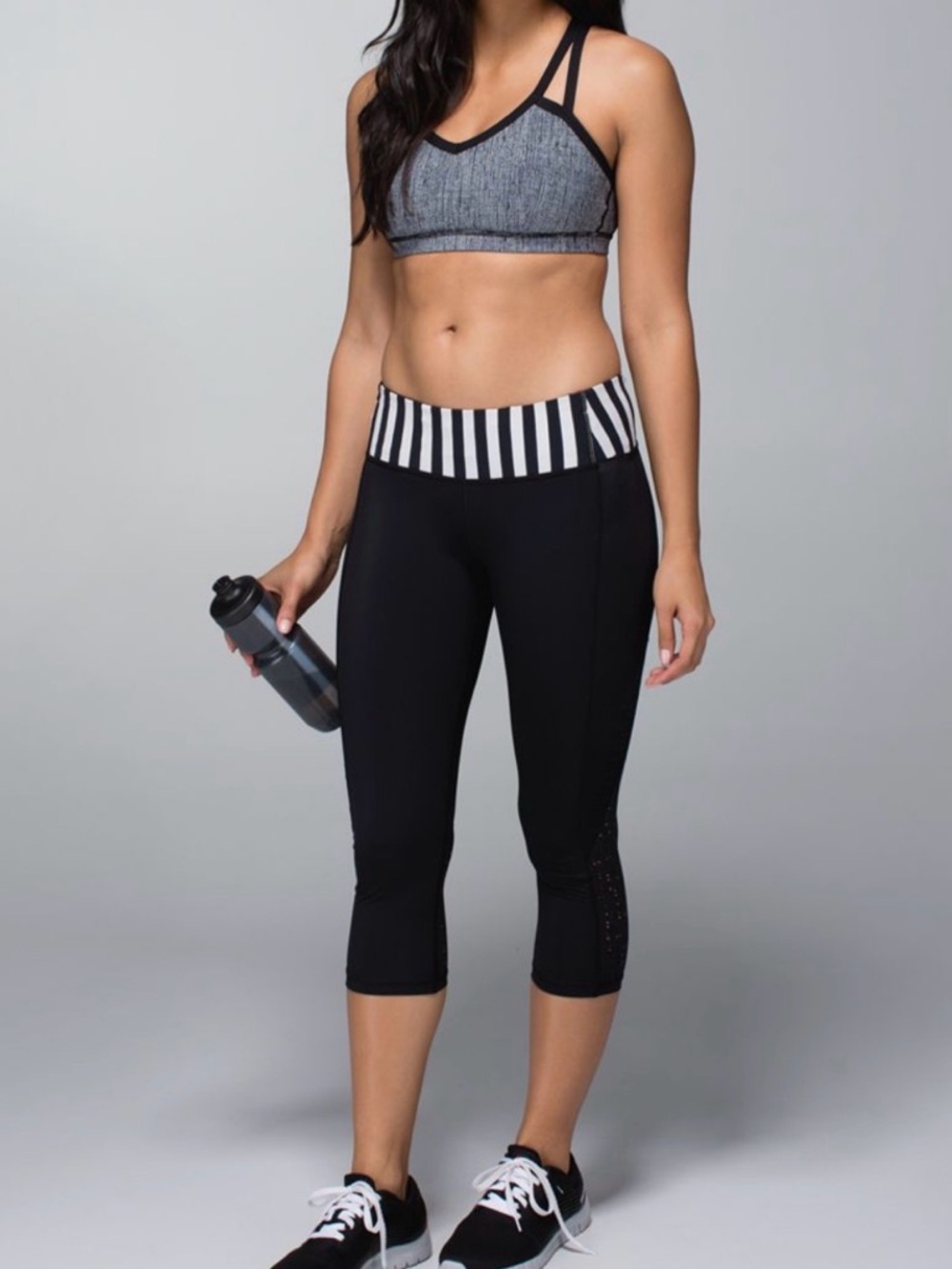 lululemon Water Bound Crop legging black colorway black and white apex stripe